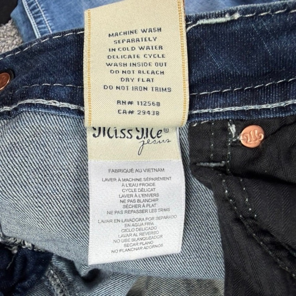 Miss Me Skinny Jeans Womens 31 Angel Wing Embroidered Back Pocket Dark Wash - Picture 9 of 15